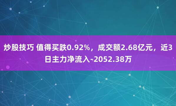 炒股技巧 值得买跌0.92%，成交额2.68亿元，近3日主力净流入-2052.38万